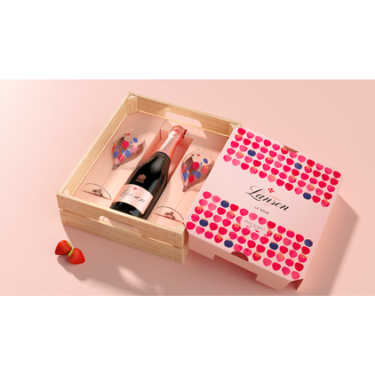 View Lanson la Rose Champagne Fruit Market Gift Set With 2 Flutes number 1