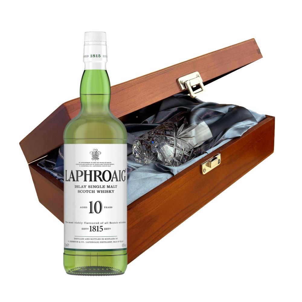 Laphroaig 10 year old Malt 70cl In Luxury Box With Royal Scot Glass