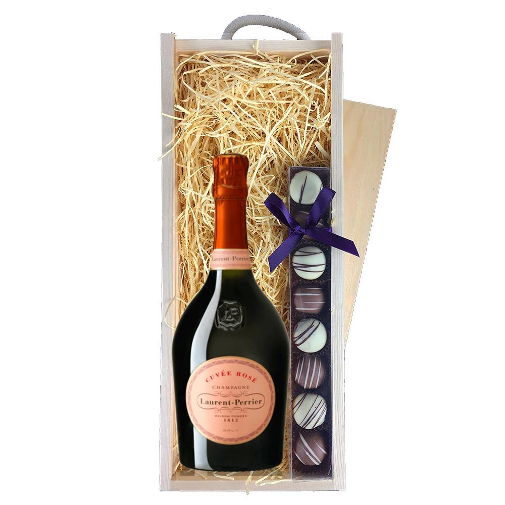Laurent Perrier Rose 75cl NV And Truffles, Wooden Box