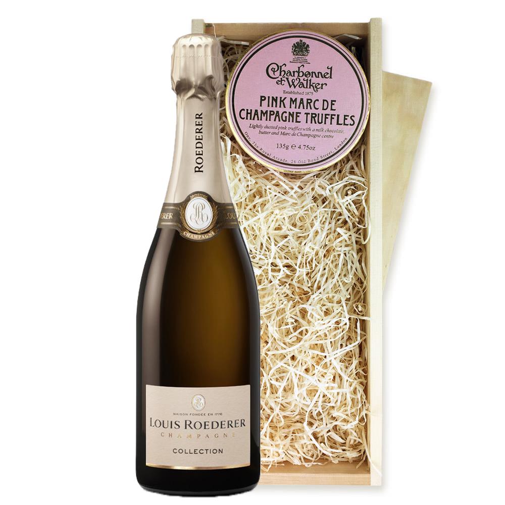 Louis Roederer Collection 242 Champagne 75cl And Pink Marc de Charbonnel Chocolates Box