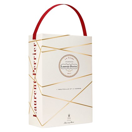 View Laurent Perrier La Cuvee Brut Champagne and 2 Branded Flutes Gift boxed number 1