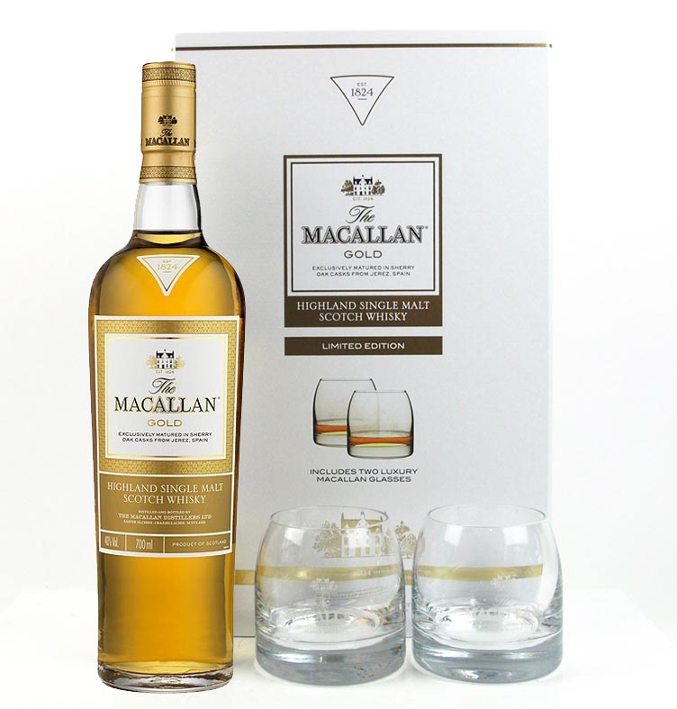 The Macallan Gold Single Malt Whisky Limited Edition Glass Pack Gifts International