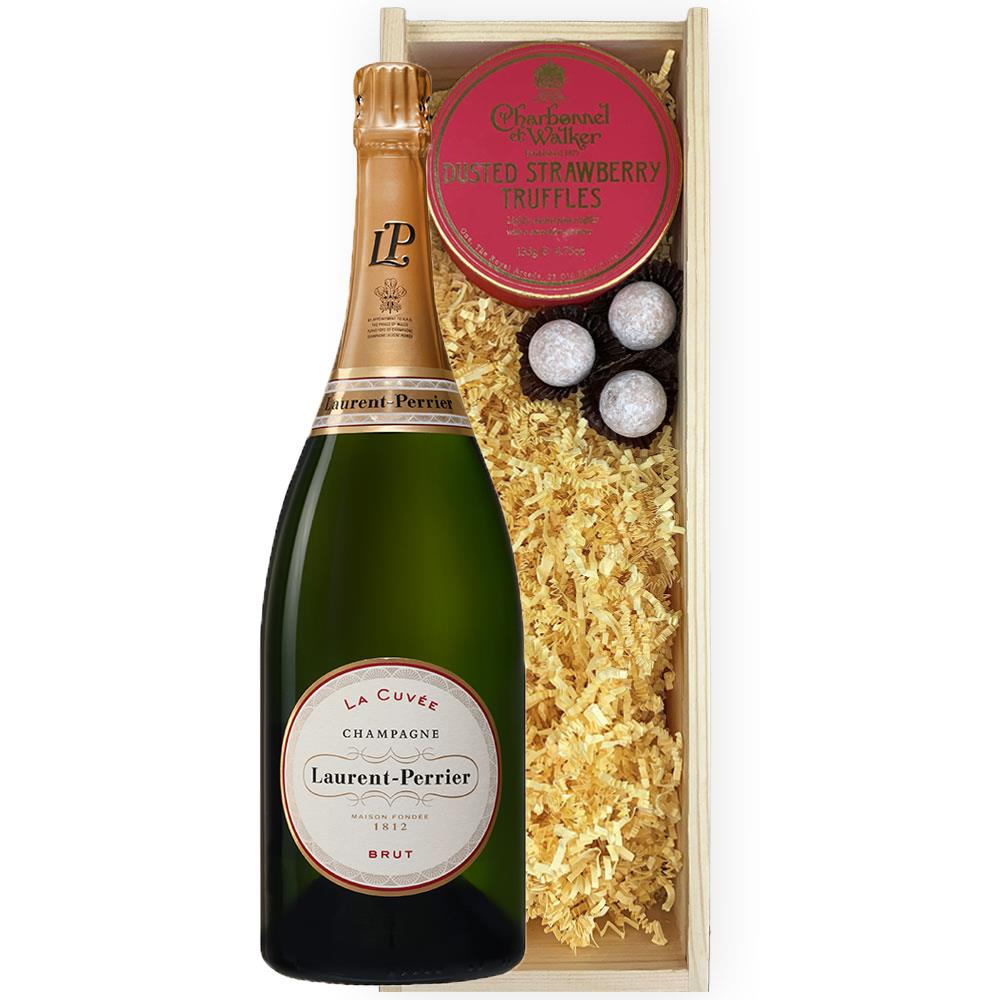 Magnum of Laurent Perrier La Cuvee, Champagne 1.5L And Strawberry Charbonnel Truffles Magnum Box