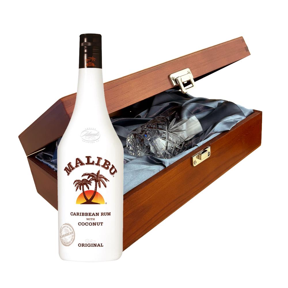 Malibu Caribbean Rum 70cl In Luxury Box With Royal Scot Glass