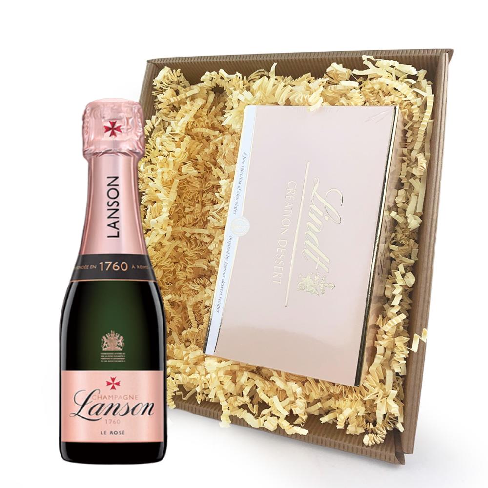 Mini Lanson Le Rose Champagne 20cl Champagne and Chocolates In Tray