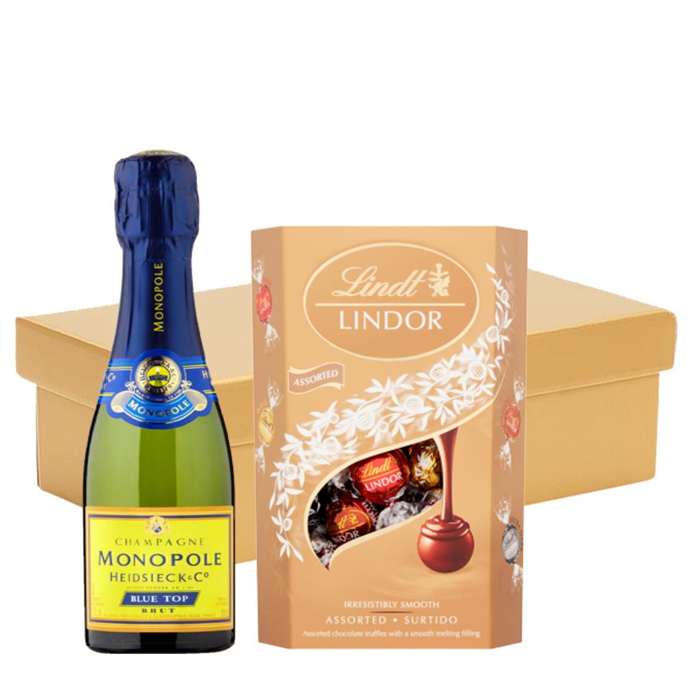 Mini Monopole Blue Top Brut 20cl And Chocolates In Gift Hamper