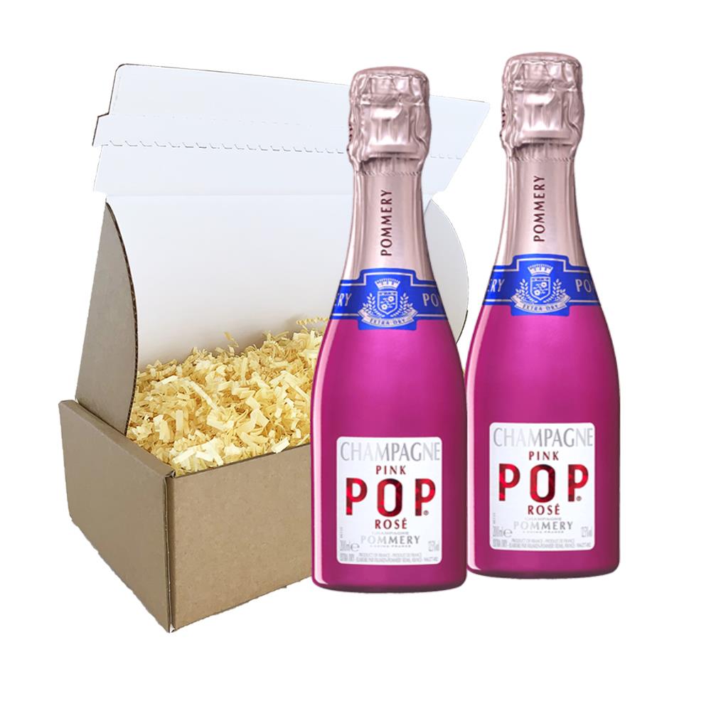 Mini Pommery Pink POP Rose Champagne 20cl Twin Postal Box