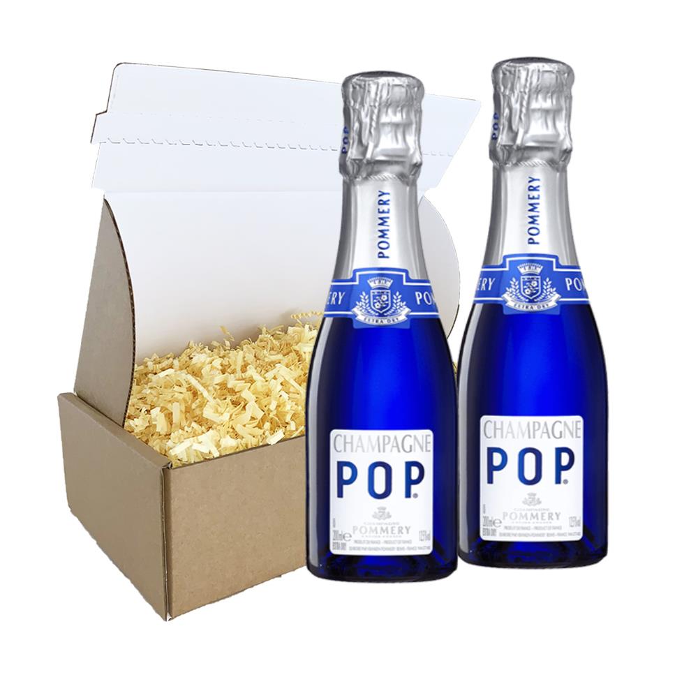 Mini Pommery POP Brut Champagne 20cl Twin Postal Box