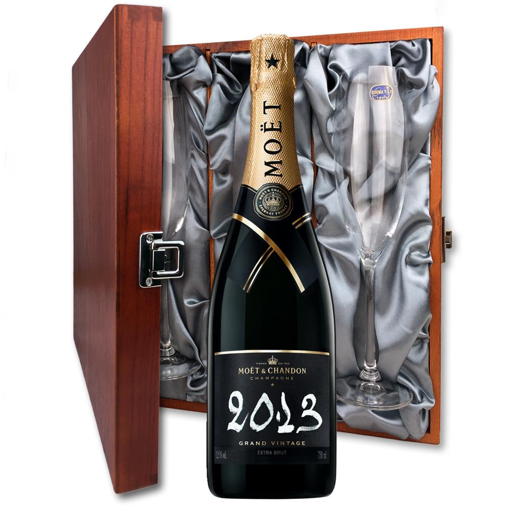 Moet And Chandon Brut, Vintage, 2013 And Flutes In Luxury Presentation Box