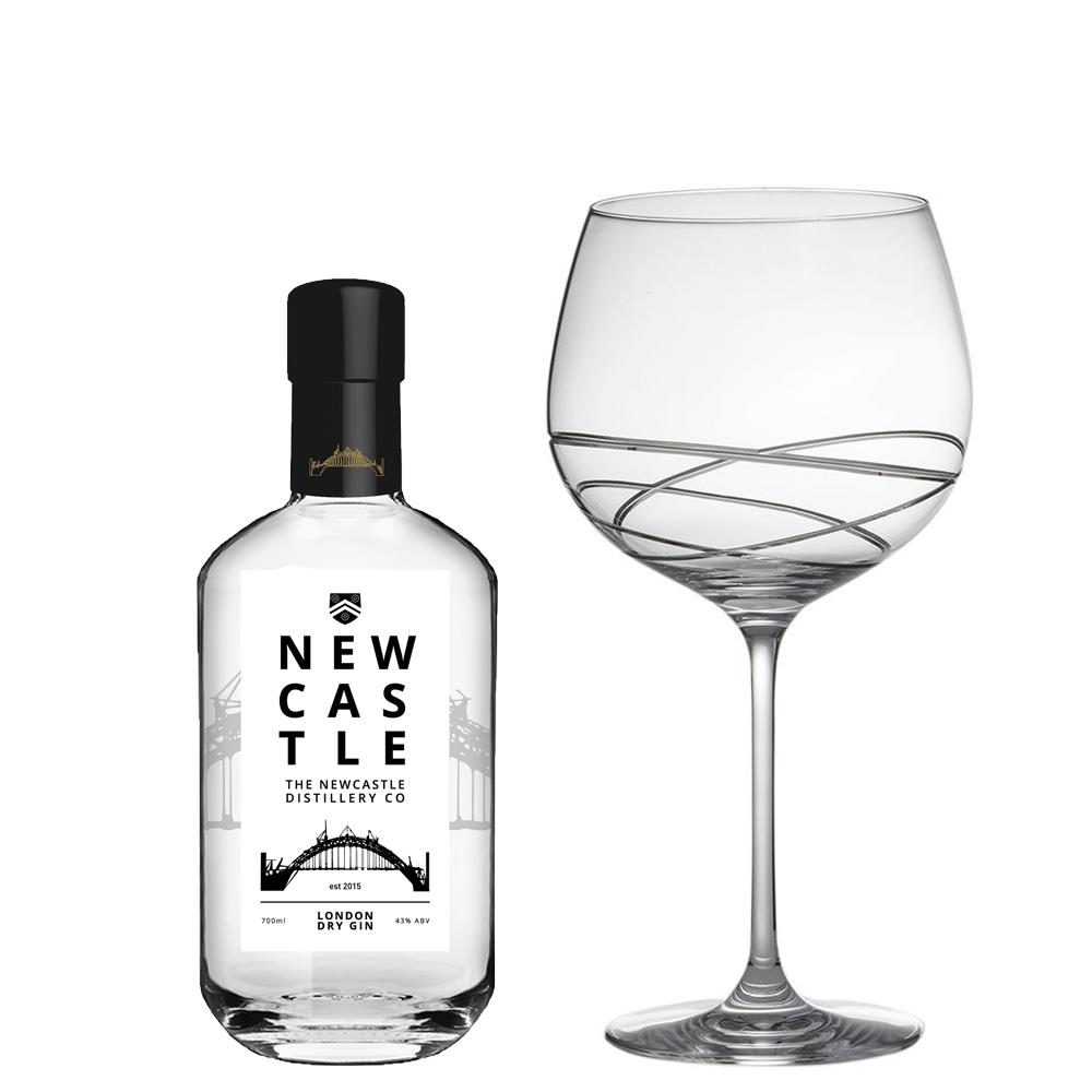 Newcastle Gin 70cl And Single Gin and Tonic Skye Copa Glass