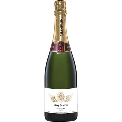 View Personalised Champagne - Gold Ornate Label And Chocolates Hamper number 1