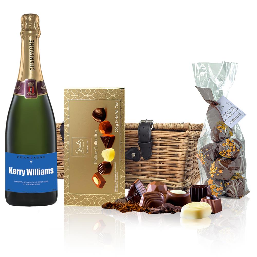 Personalised Champagne - Blue Label And Chocolates Hamper