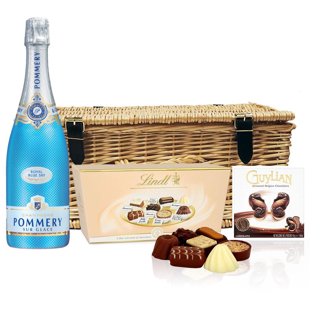 Pommery Blue Sky Champagne 75cl And Chocolates Hamper