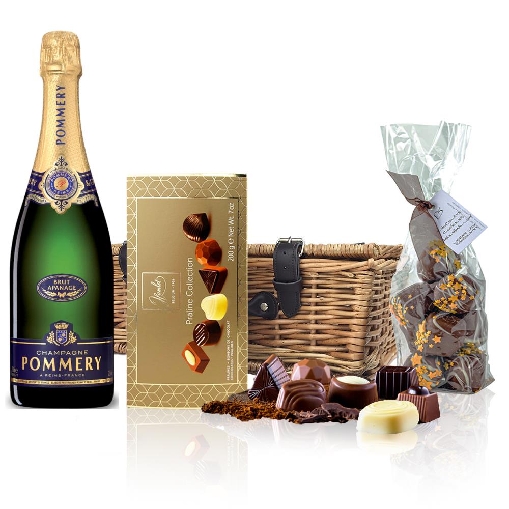 Pommery Brut Apanage Champagne 75cl And Chocolates Hamper