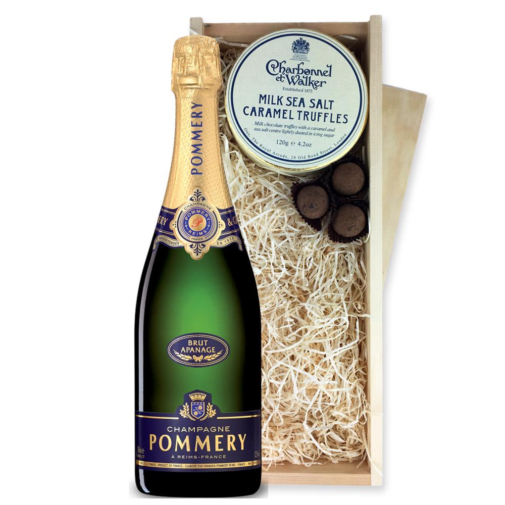 Pommery Brut Apanage Champagne 75cl And Milk Sea Salt Charbonnel Chocolates Box