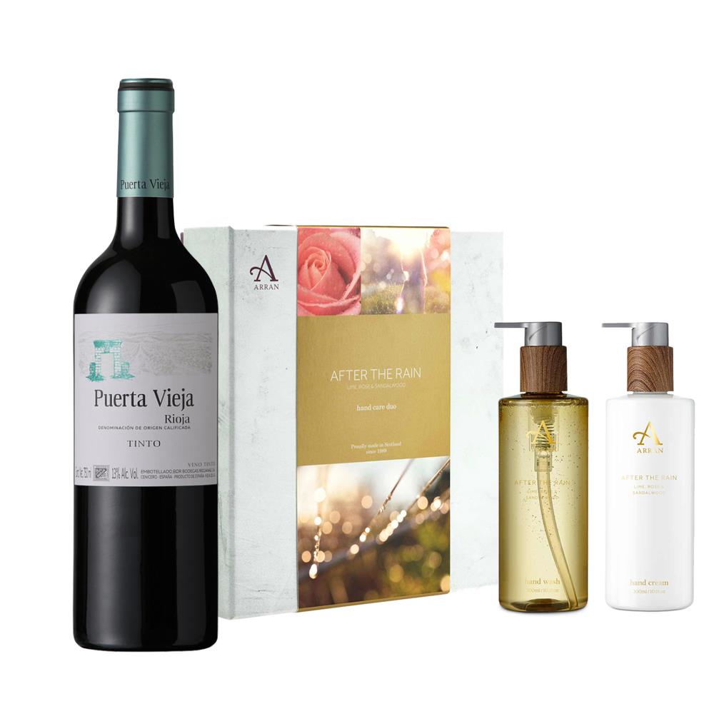 Puerta Vieja Rioja Tinto 75cl Red Wine with Arran After The Rain Hand Care Set