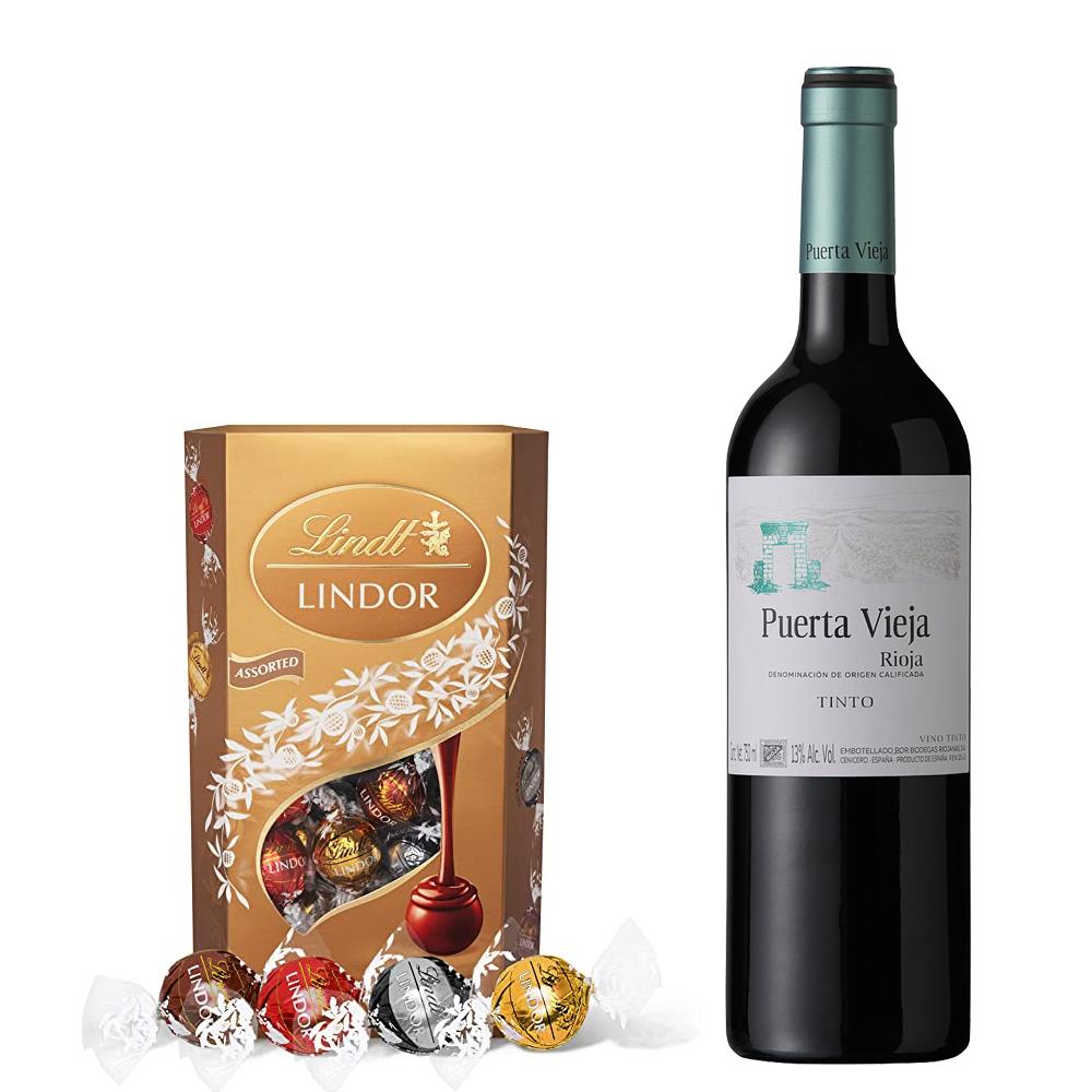 Puerta Vieja Rioja Tinto 75cl Red Wine With Lindt Lindor Assorted Truffles 200g