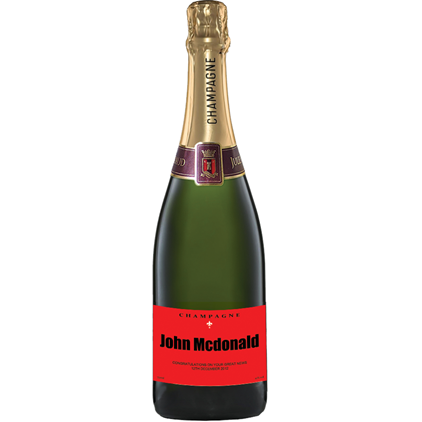 View Personalised Champagne - Red Label And Flutes In Luxury Presentation Box number 1
