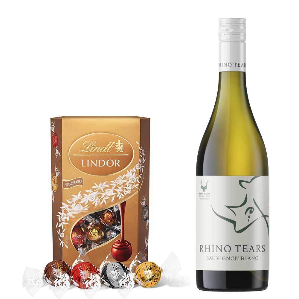 Rhino Tears Sauvignon Blanc 75cl With Lindt Lindor Assorted Truffles 200g