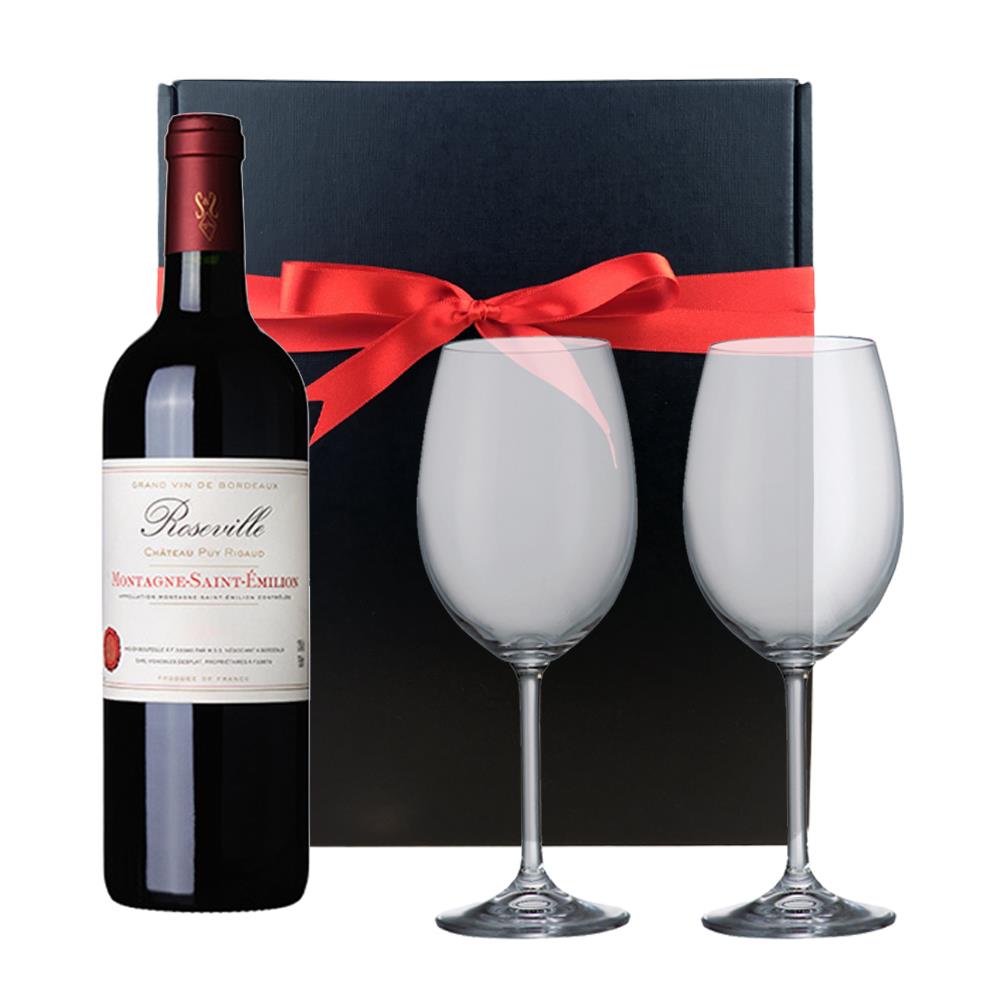 Roseville Bordeaux St Emilion And Bohemia Glasses In A Gift Box