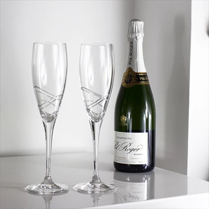View Skye 2 Champagne Flutes 250mm (Presentation Boxed) Royal Scot Crystal number 1