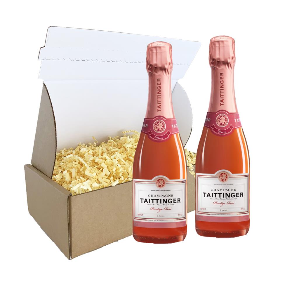 Taittinger Brut Prestige Rose Champagne 37.5cl Twin Postal Box
