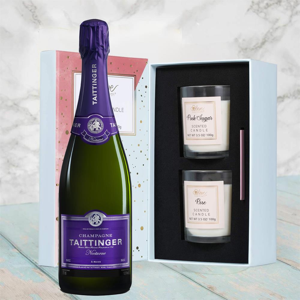 Taittinger Nocturne Champagne 75cl With Love Body & Earth 2 Scented Candle  Gift Box, Buy online for UK nationwide delivery