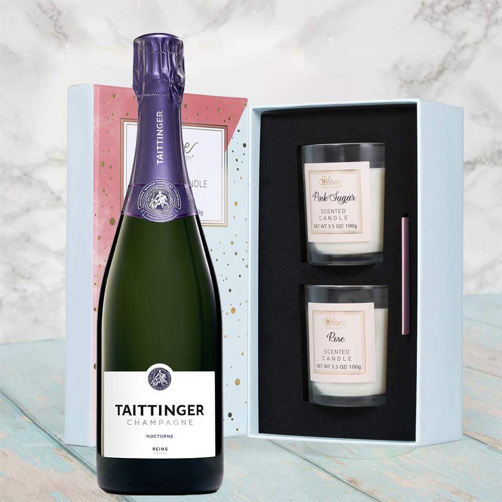 Taittinger Nocturne Champagne 75cl With Love Body & Earth 2 Scented Candle  Gift Box, Buy online for UK nationwide delivery