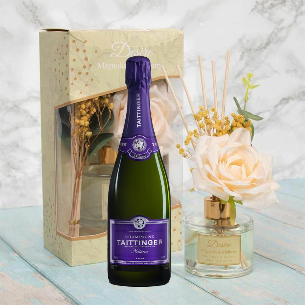 Taittinger Nocturne Champagne 75cl With Magnolia & Mulberry Desire Floral Diffuser