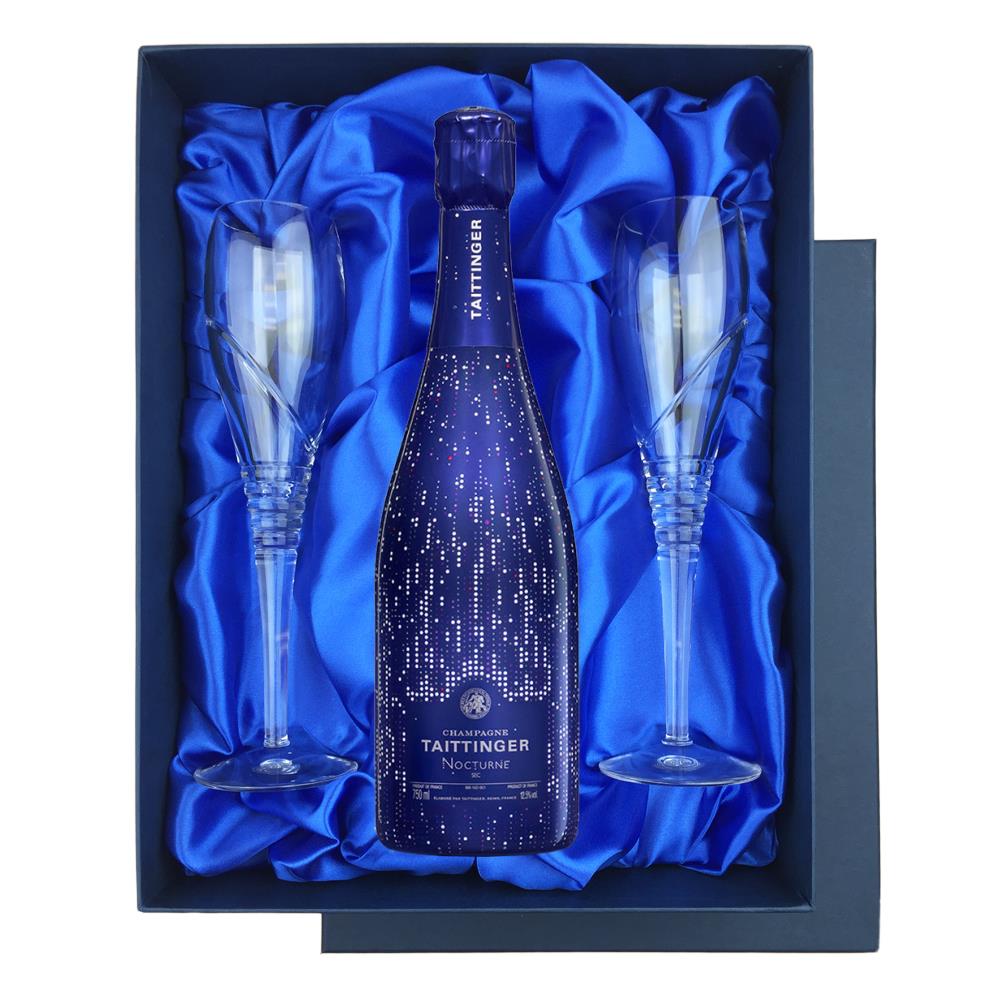 Taittinger Nocturne City Lights Edition NV in Blue Luxury Presentation Set With Flutes