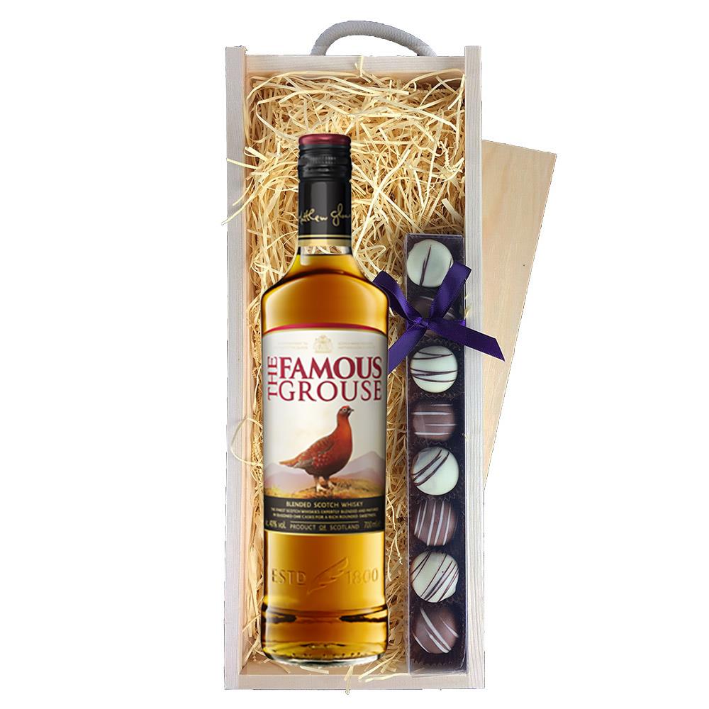 The Famous Grouse 70cl & Truffles, Wooden Box