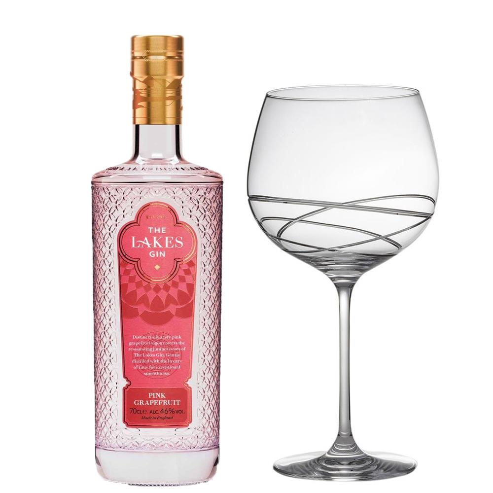 The Lakes Pink Grapefruit Gin 70cl And Single Gin and Tonic Skye Copa Glass