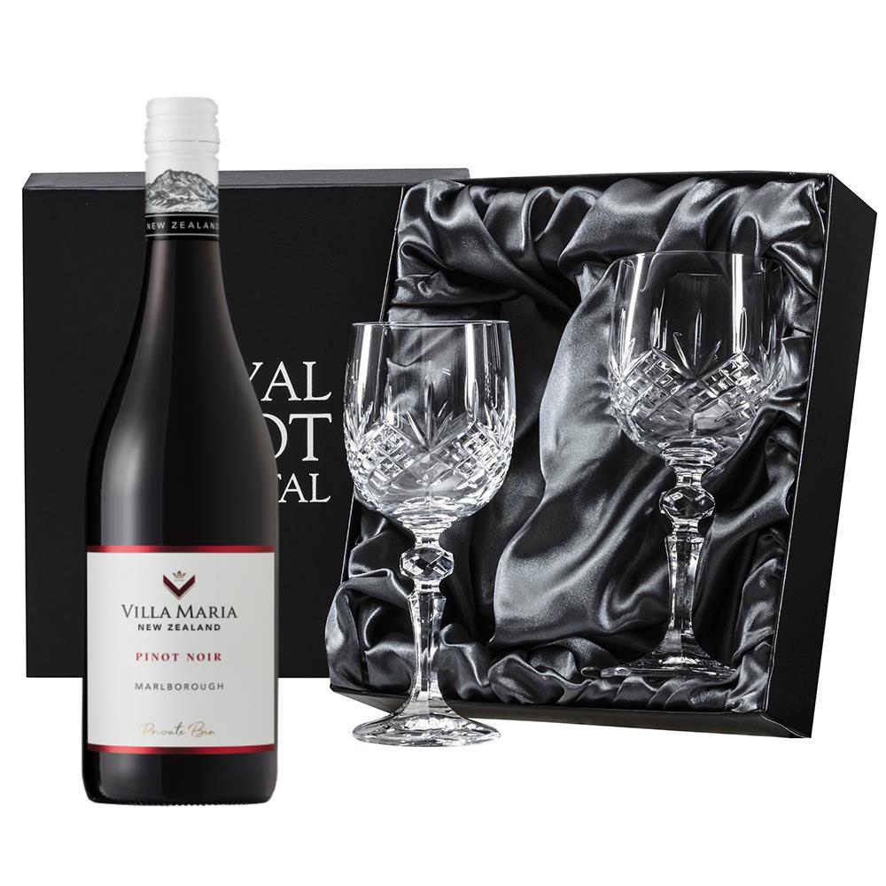 Villa Maria Pinot Noir Private Bin 75cl 75cl Red Wine, With Royal Scot Wine Glasses