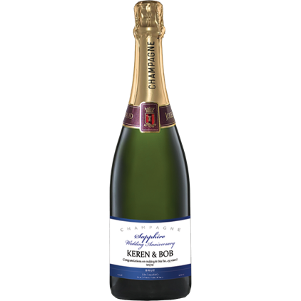 View Personalised Champagne - Sapphire Anniversary Label And Chocolates Hamper number 1