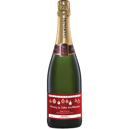 View Personalised Champagne - Xmas 2 Label And Chocolates Hamper number 1
