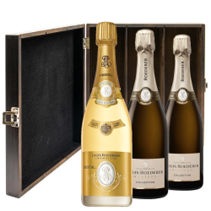 Buy 2 x Louis Roederer Collection 244 And 1 Cristal Brut Trio Elm Wood Gift Boxed