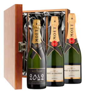 Buy 2 x Moet Brut And 1 x Moet Vintage Trio Luxury Gift Boxed Champagne
