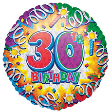 Buy & Send Happy 30th Birthday Helium Balloon