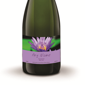 Buy Personalised Champagne - Purple Flower Label