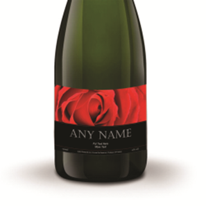 Buy Personalised Champagne - Red Rose Label
