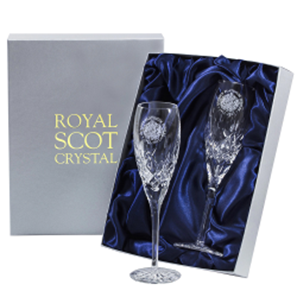 Buy Royal Scot Crystal - Queen's Platinum Jubilee - 2 Westminster Crystal Champagne Flutes Presentation Boxed