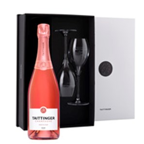Buy Taittinger Prestige Rose Champagne & 2 Flute Gift Set 75cl