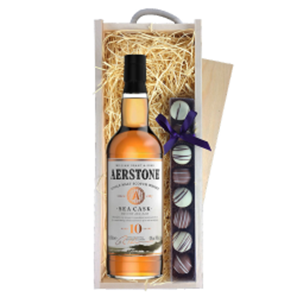 Buy Aerstone Sea Cask 10 Year Old Whisky 70cl & Truffles, Wooden Box