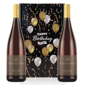 Buy Afrikan Ridge Pinotage 75cl Red Wine Happy Birthday Wine Duo Gift Box (2x75cl)