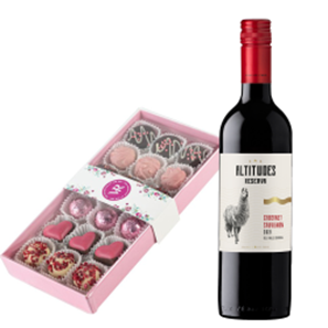 Buy Altitudes Reserva Cabernet Sauvignon 75cl Red Wine and Assorted Box Of Heart Chocolates 215g