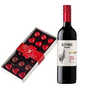Buy Altitudes Reserva Cabernet Sauvignon 75cl Red Wine and Assorted Box Of Heart Chocolates 215g