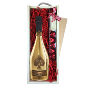 Buy Armand de Brignac Brut Gold 75cl & Chocolate Praline Hearts, Wooden Box