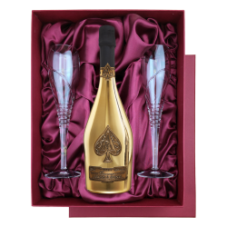 Buy & Send Armand de Brignac Brut Gold 75cl in Burgundy Presentation Set With Flutes