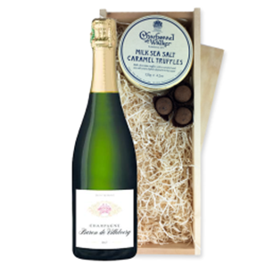 Buy Baron De Villeboerg Brut Champagne 75cl And Milk Sea Salt Charbonnel Chocolates Box