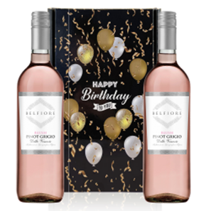 Buy Belfiore Pinot Grigio Blush Rose Wine Happy Birthday Wine Duo Gift Box (2x75cl)